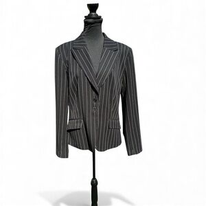 Black Green Pin Striped pants suit by Metro style Blazer S14T Pants S10T w belt